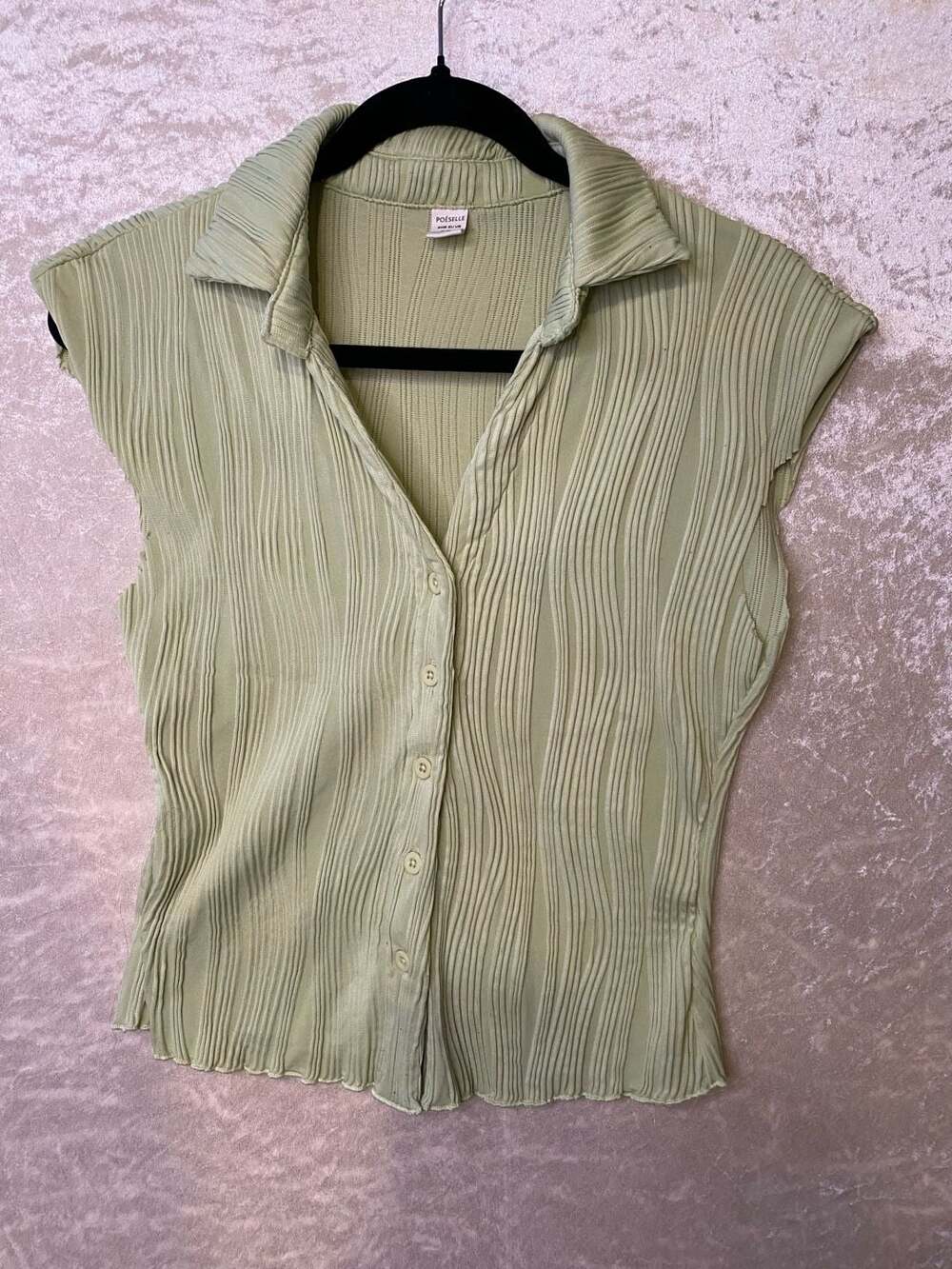 Poéselle Textured Button Down Top